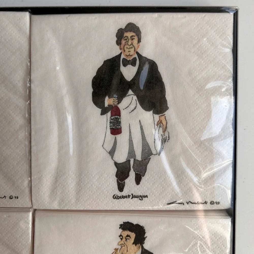 Guy Buffet's Wine Guys Beverage Napkin Gift Box Set NIB